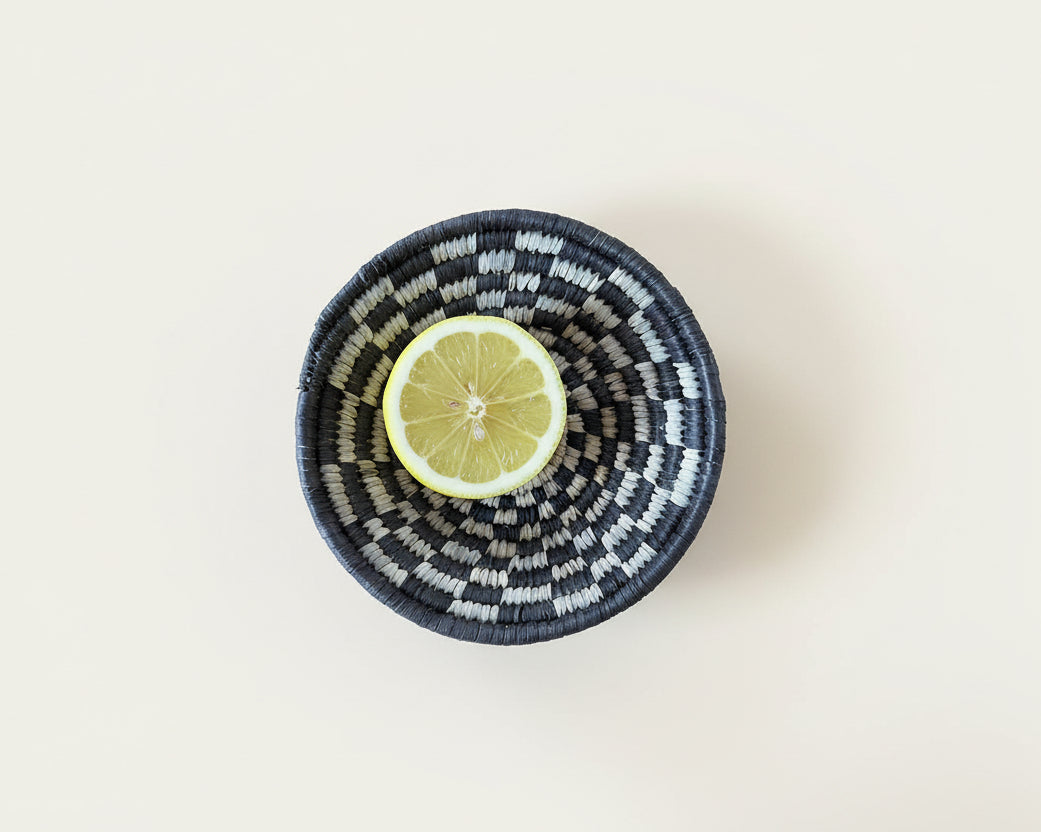 Handmade Black Mini Basket with Lemon
