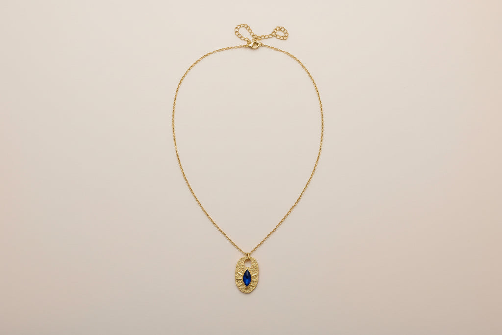 Golden Necklace with a Blue Eye