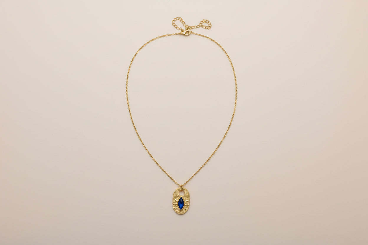 Golden Necklace with a Blue Eye