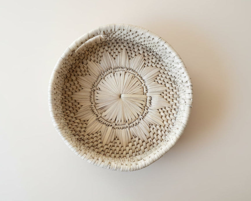 Handmade basket with flowery motif