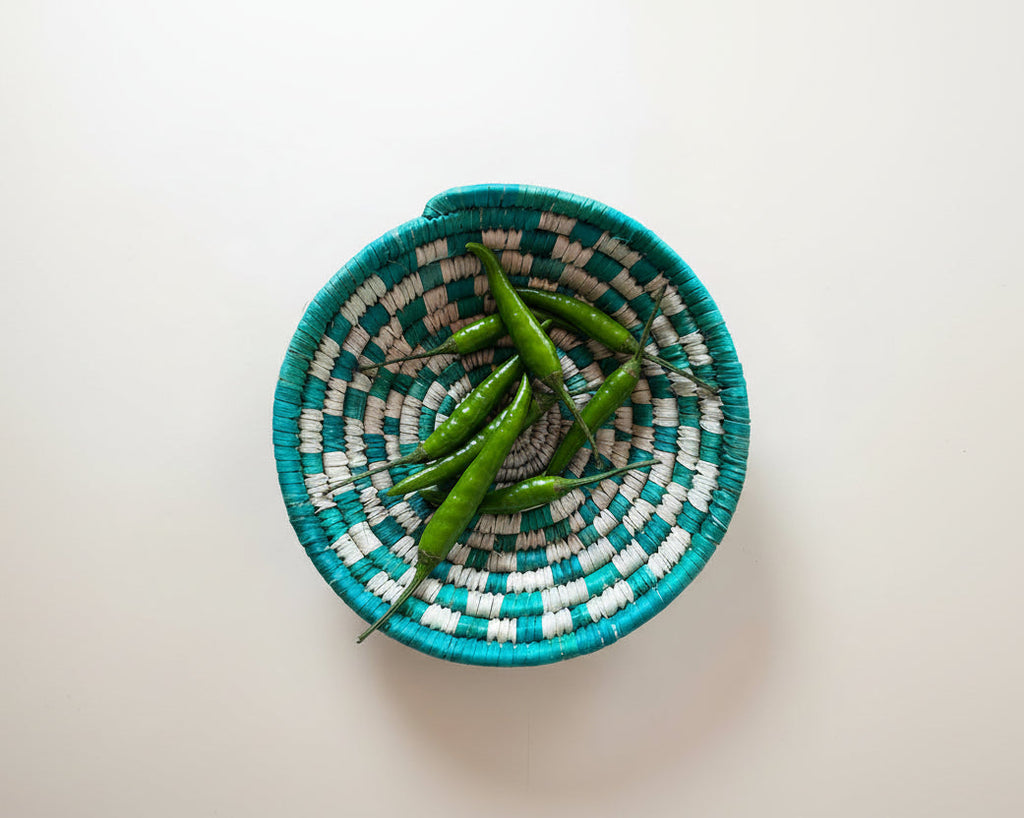 Handmade Green Mini Basket with Chili
