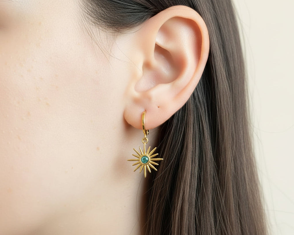 Green Sun Earrings